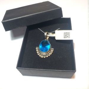 Blue Topaz Vintage Pendant Necklace